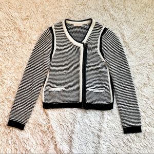 Rebecca Taylor Tweed Knit Zip Front Moto Jacket